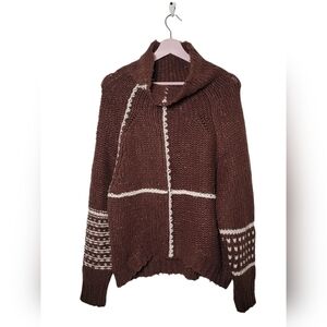 Urban Outfitters BDG sweater Anissa cowl neck chocolate brown piped Small